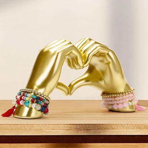 Gold Gesture Decor for Living Room, Heart Hand Statue Room Decoration, Love Finger Sculpture for Shelves, Home,Bedroom, Bookshelf, Coffee Table, Wedding Small Ornament Home Decoration, Decor 2Pcs in Saudi Arabia