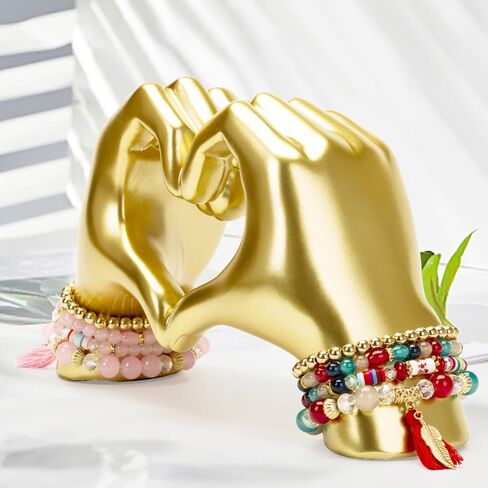 Gold Gesture Decor for Living Room, Heart Hand Statue Room Decoration, Love Finger Sculpture for Shelves, Home,Bedroom, Bookshelf, Coffee Table, Wedding Small Ornament Home Decoration, Decor 2Pcs in Saudi Arabia