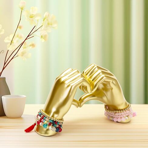 Gold Gesture Decor for Living Room, Heart Hand Statue Room Decoration, Love Finger Sculpture for Shelves, Home,Bedroom, Bookshelf, Coffee Table, Wedding Small Ornament Home Decoration, Decor 2Pcs in Saudi Arabia