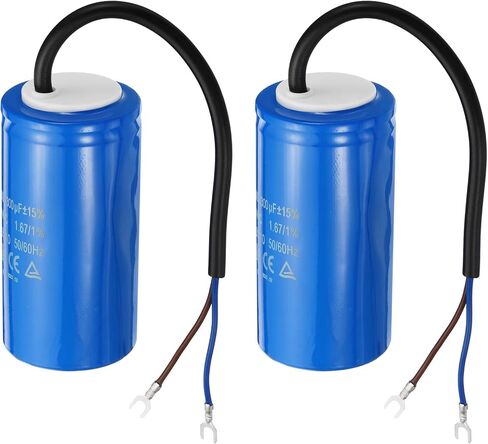 مكثف تشغيل PATIKIL CD60، 2 حزمة 300 فائق التوهج 250VAC 50/60 هرتز مكثف بدء تشغيل المحرك مع سلكين لمحرك ضاغط الهواء يبدأ في التشغيل in Kuwait
