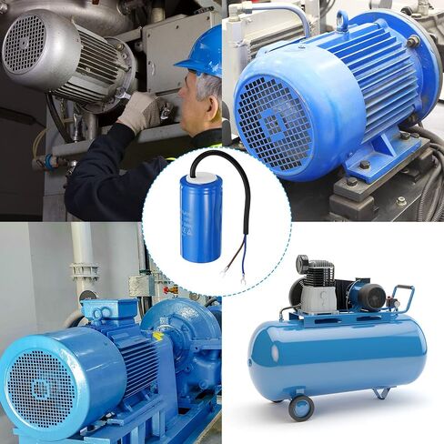 مكثف تشغيل PATIKIL CD60، 2 حزمة 300 فائق التوهج 250VAC 50/60 هرتز مكثف بدء تشغيل المحرك مع سلكين لمحرك ضاغط الهواء يبدأ في التشغيل in Kuwait