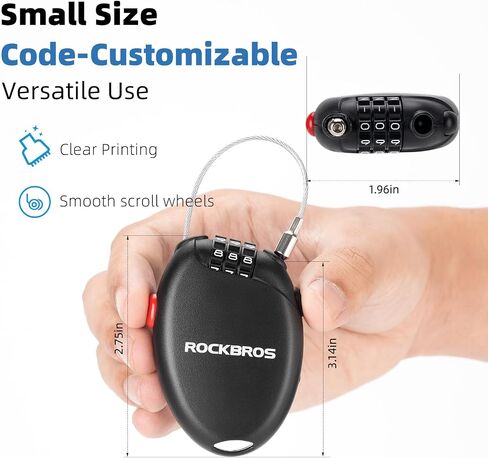 ROCKBROS 2Packs 3-Digit Combination Cable Lock 2ft/60cm SUS Wire Padlock Reset Code Adjust in Saudi Arabia