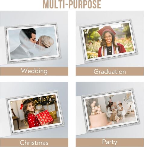 Golden State Art, Pack of 100, 4x6 or 6x4 Photo Folders, Cardboard Picture Frame, Paper Photo Frame Cards, Greetings/Invitation Cards, Special Events: Graduation, Christmas, Wedding (Grey) in Kuwait