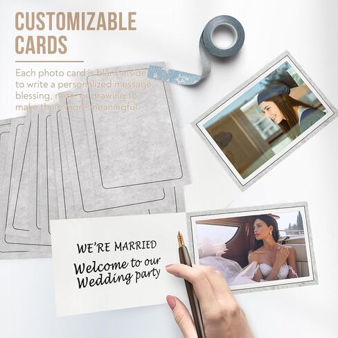 Golden State Art, Pack of 100, 4x6 or 6x4 Photo Folders, Cardboard Picture Frame, Paper Photo Frame Cards, Greetings/Invitation Cards, Special Events: Graduation, Christmas, Wedding (Grey) in Kuwait