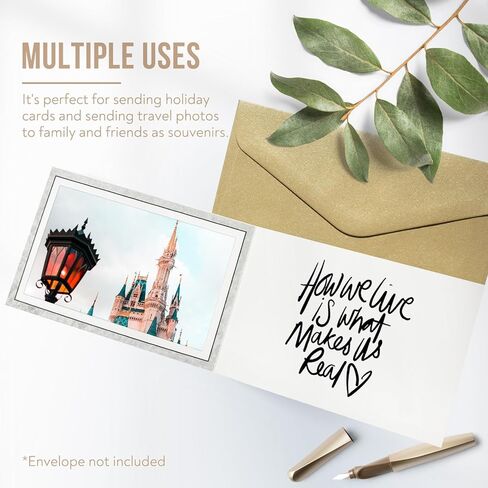 Golden State Art, Pack of 100, 4x6 or 6x4 Photo Folders, Cardboard Picture Frame, Paper Photo Frame Cards, Greetings/Invitation Cards, Special Events: Graduation, Christmas, Wedding (Grey) in Kuwait