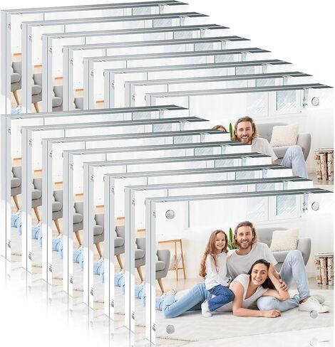 16 Pack 4×6 Acrylic Picture Frames, Magnetic Photo Frames for Desktop Display, Photo Display Frame Gifts for Home & Office (Transparent, 4''×6'') in Saudi Arabia