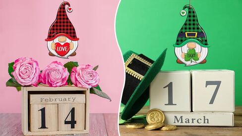 WaaHome الوردي عيد الحب علامة ترحيب وإكليل عيد القديس باتريك الأخضر لديكور الباب الأمامي مزرعة جنوم معلقة زينة الباب، عيد الحب وسانت باتريك ترحيب علامة الباب شماعات للمنزل in Kuwait