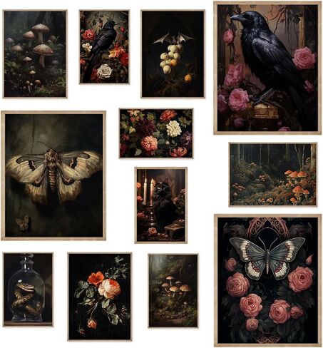KINYEYE 12PCS Gothic Moody Bedroom Eclectic Posters, Dark Academia Wall Posters for Dorm Decor, Grunge Room Decor | Unframed in Saudi Arabia