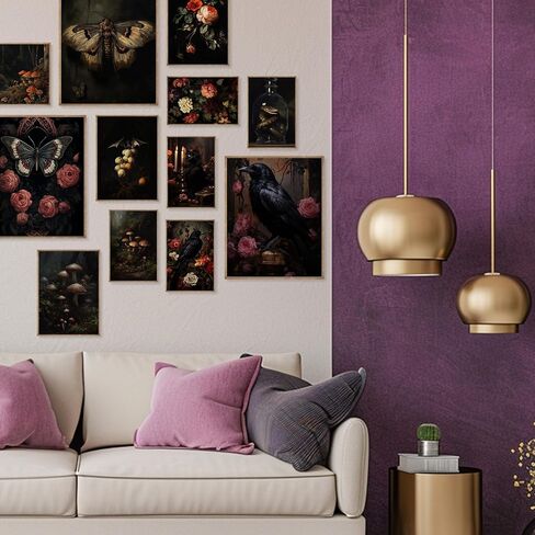 KINYEYE 12PCS Gothic Moody Bedroom Eclectic Posters, Dark Academia Wall Posters for Dorm Decor, Grunge Room Decor | Unframed in Saudi Arabia