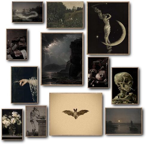 KINYEYE 12PCS Gothic Moody Bedroom Eclectic Posters, Dark Academia Wall Posters for Dorm Decor, Grunge Room Decor | Unframed in Saudi Arabia