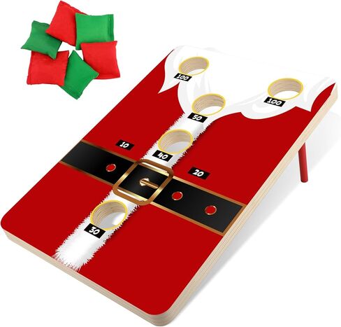 Hiboom Large Christmas Bean Bag Toss Game (Includes 6 Bags, Red Green) Christmas Party Favor for Kids and Adult, Beach Yard Outdoor Activities, Family Party Supplies in Kuwait