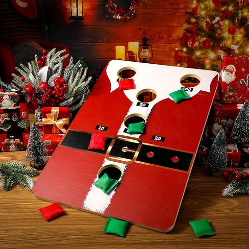 Hiboom Large Christmas Bean Bag Toss Game (Includes 6 Bags, Red Green) Christmas Party Favor for Kids and Adult, Beach Yard Outdoor Activities, Family Party Supplies in Kuwait