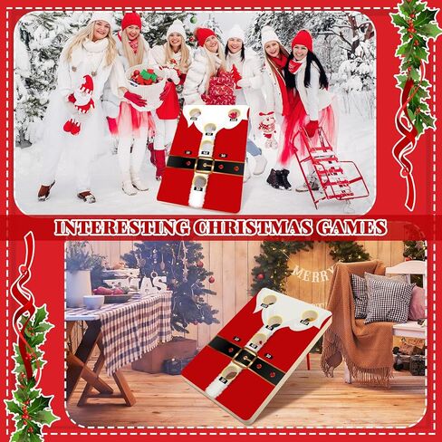 Hiboom Large Christmas Bean Bag Toss Game (Includes 6 Bags, Red Green) Christmas Party Favor for Kids and Adult, Beach Yard Outdoor Activities, Family Party Supplies in Kuwait