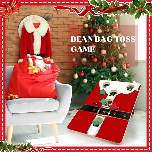 Hiboom Large Christmas Bean Bag Toss Game (Includes 6 Bags, Red Green) Christmas Party Favor for Kids and Adult, Beach Yard Outdoor Activities, Family Party Supplies in Kuwait