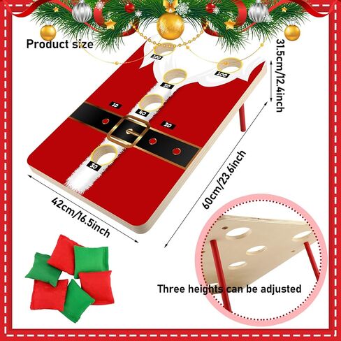 Hiboom Large Christmas Bean Bag Toss Game (Includes 6 Bags, Red Green) Christmas Party Favor for Kids and Adult, Beach Yard Outdoor Activities, Family Party Supplies in Kuwait