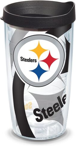 Tervis NFL Pittsburgh Steelers - Genuine Made in USA Double Walled Insulated Tumbler Travel Cup Keeps Drinks Cold & Hot, 16oz, Classic in Saudi Arabia