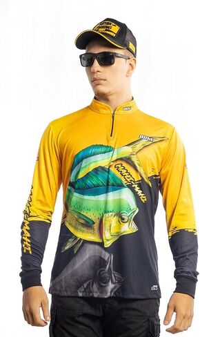 BRK Mens Long Sleeve Fishing Shirt Mahi Mahi UPF 30 Sun Protection in Saudi Arabia