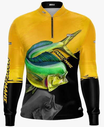 BRK Mens Long Sleeve Fishing Shirt Mahi Mahi UPF 30 Sun Protection in Saudi Arabia