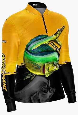 BRK Mens Long Sleeve Fishing Shirt Mahi Mahi UPF 30 Sun Protection in Saudi Arabia