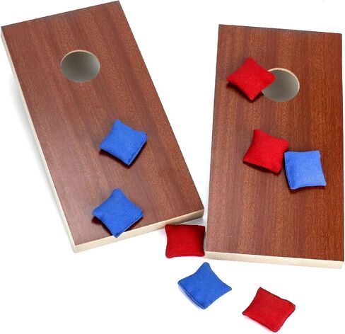 QWORK Mini Desktop Cornhole, Set of 2 Coated Wood Boards with 8 Bags Portable Size Cornhole Game Set 10.25"x5.25" in Saudi Arabia