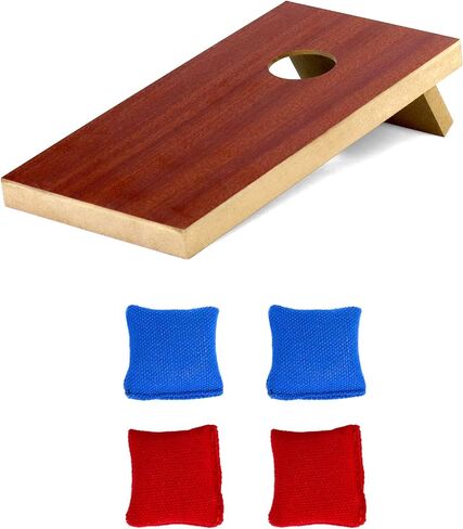 QWORK Mini Desktop Cornhole, Set of 2 Coated Wood Boards with 8 Bags Portable Size Cornhole Game Set 10.25"x5.25" in Saudi Arabia