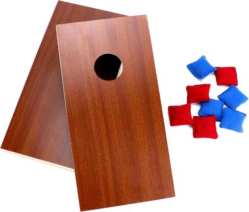 QWORK Mini Desktop Cornhole, Set of 2 Coated Wood Boards with 8 Bags Portable Size Cornhole Game Set 10.25"x5.25" in Saudi Arabia