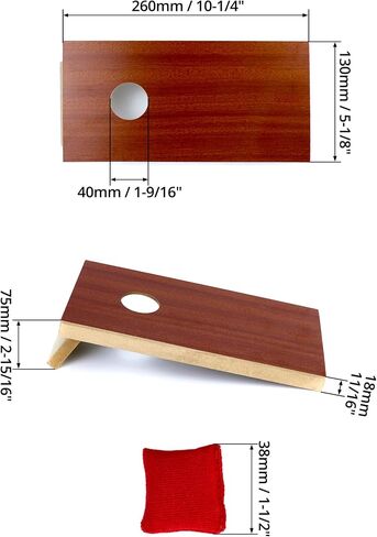QWORK Mini Desktop Cornhole, Set of 2 Coated Wood Boards with 8 Bags Portable Size Cornhole Game Set 10.25"x5.25" in Saudi Arabia