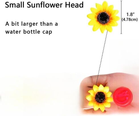 50pcs Small Artificial Sunflower Heads, Sun Flower Heads DIY Art Decor Yellow Silk Faux Floral Decorations for Home Wedding Kitchen Party Cupcakes(1.8inch) in Saudi Arabia