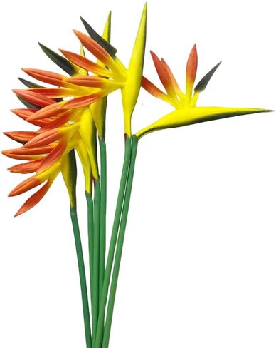 Medium Bird of Paradise 23 Inch Permanent Flower,Flower Stem 5 mm,Flower Part is Made of Soft Rubber PU,Artificial Flower Plants Small Flower Arrangement for Home Office 8 Pcs (Orange(Yellow)) in Saudi Arabia