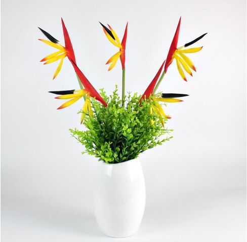 Medium Bird of Paradise 23 Inch Permanent Flower,Flower Stem 5 mm,Flower Part is Made of Soft Rubber PU,Artificial Flower Plants Small Flower Arrangement for Home Office 8 Pcs (Orange(Yellow)) in Saudi Arabia
