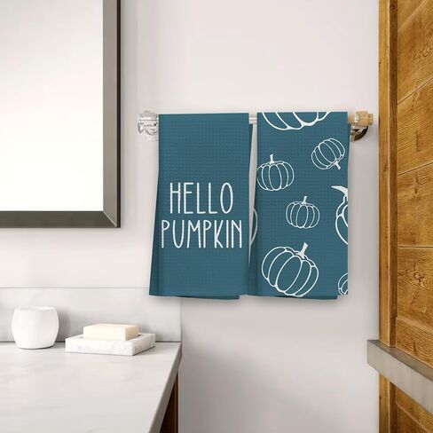 OHSUL Fall Kitchen Towels Decor, Autumn Pumpkin Decor, Fall Hand Dish Towels, Fall Autumn Decor Decorations for Home, Fall Bathroom Decor, Housewarming Gifts, Set of 2 in Saudi Arabia