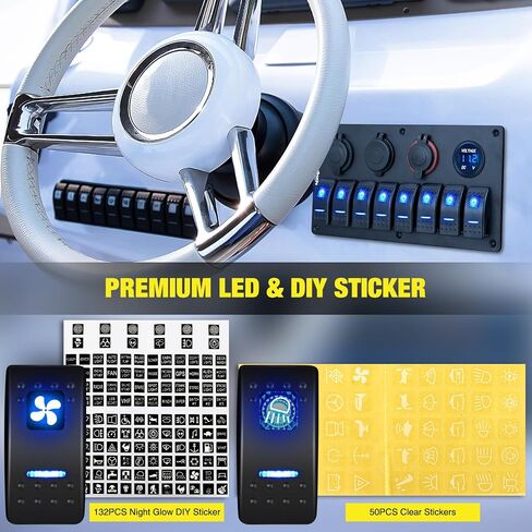 Nilight - 90118H 5 Gang Rocker Switch Panel Pre-Wired Aluminum Switch Panel with Dual USB Cigarette Lighter Socket Voltmeter12V-24V DC Switch Panel with Night Glow Stickers for Cars Rvs Trucks in Saudi Arabia