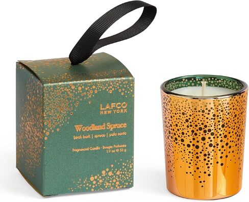 LAFCO New York 2024 Holiday Votive Candle, Woodland Spruce - 1.9 oz - 20-Hour Burn Time - Reusable, Decorative Glass Vessel - Made in The USA in Kuwait