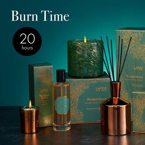 LAFCO New York 2024 Holiday Votive Candle, Woodland Spruce - 1.9 oz - 20-Hour Burn Time - Reusable, Decorative Glass Vessel - Made in The USA in Kuwait