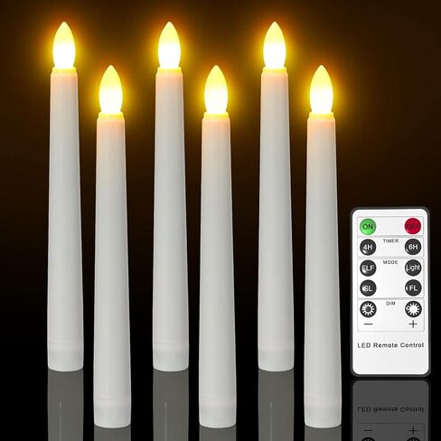 PChero Floating Candles with Remote Timer, 6 Pack 7.9" Hanging Up Magic Floating Taper Candles Battery Operated LED Candlesticks for Halloween Decorations Christmas Party Wedding Decor in Kuwait