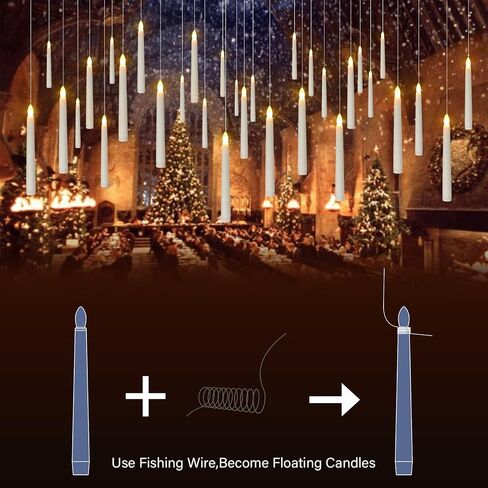 PChero Floating Candles with Remote Timer, 6 Pack 7.9" Hanging Up Magic Floating Taper Candles Battery Operated LED Candlesticks for Halloween Decorations Christmas Party Wedding Decor in Kuwait