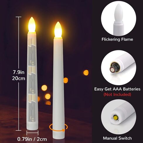 PChero Floating Candles with Remote Timer, 6 Pack 7.9" Hanging Up Magic Floating Taper Candles Battery Operated LED Candlesticks for Halloween Decorations Christmas Party Wedding Decor in Kuwait