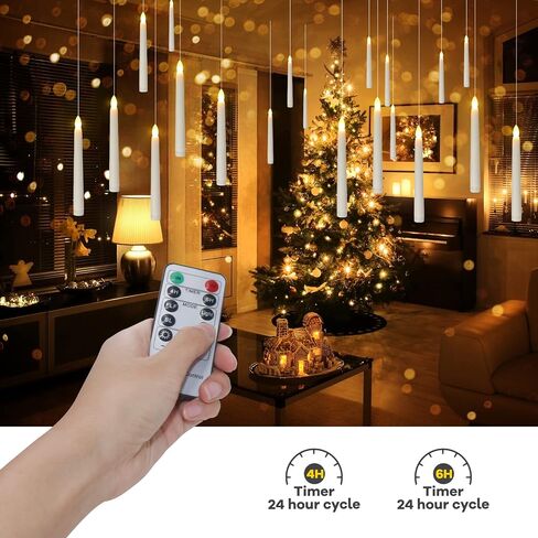 PChero Floating Candles with Remote Timer, 6 Pack 7.9" Hanging Up Magic Floating Taper Candles Battery Operated LED Candlesticks for Halloween Decorations Christmas Party Wedding Decor in Kuwait