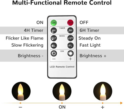 PChero Floating Candles with Remote Timer, 6 Pack 7.9" Hanging Up Magic Floating Taper Candles Battery Operated LED Candlesticks for Halloween Decorations Christmas Party Wedding Decor in Kuwait