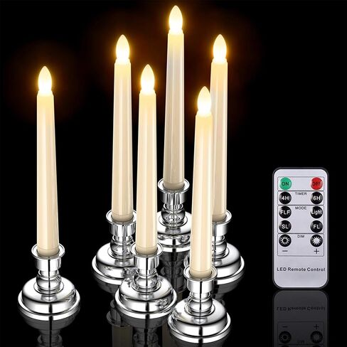 PChero Floating Candles with Remote Timer, 6 Pack 7.9" Hanging Up Magic Floating Taper Candles Battery Operated LED Candlesticks for Halloween Decorations Christmas Party Wedding Decor in Kuwait