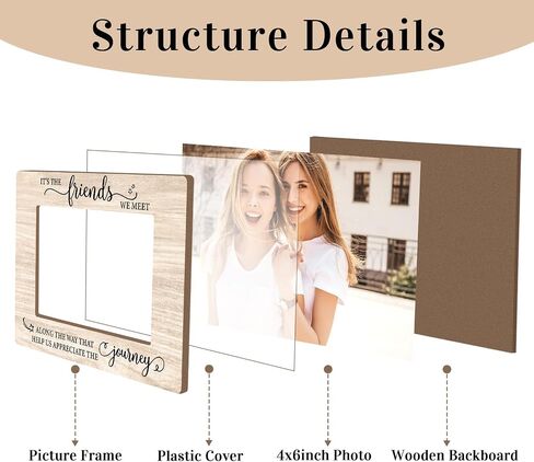 Friends Picture Frame, Wooden Photo Frame for Friends, Bff Gifts Friendship Gifts for Bestie Friends, 4x6 Photo Frame For Tabletop Display, Home Living Room Table Decor -056 in Saudi Arabia