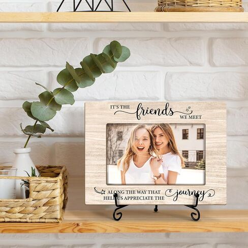 Friends Picture Frame, Wooden Photo Frame for Friends, Bff Gifts Friendship Gifts for Bestie Friends, 4x6 Photo Frame For Tabletop Display, Home Living Room Table Decor -056 in Saudi Arabia