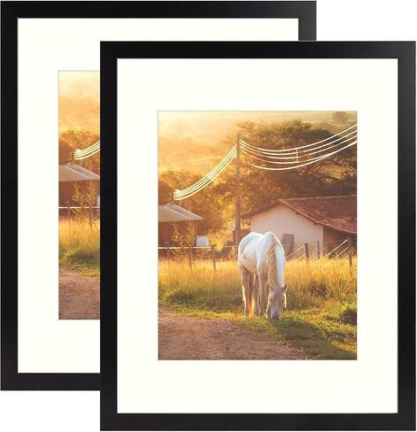 AUEAR, 8x10 Picture Frames 2 Pack, for 5x7 with Mat or 8 by 10 Gallery Wall Frame Tabletop Vertical Horizontal Display (8x10, Walnut, 2-Pack) in Saudi Arabia