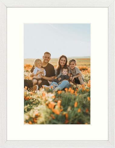 Golden State Art، إطار صورة مقاس 12 × 16 - حصيرة عاجية لصور مقاس 8 × 12 - نمط حبيبات الخشب الأبيض - عرض الحائط - رائع للرسم الماسي، وصور حفلات الزفاف، وصور الذكرى السنوية، والذكريات، والهدايا in Saudi Arabia