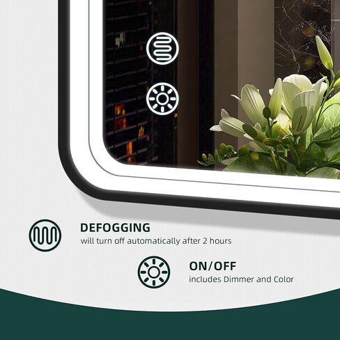 مرآة حمام SBAGNO LED مع أضواء، مرايا مضاءة LED لجدار الحمام، مرآة زينة مضاءة مضادة للضباب مقاس 24 × 32 بوصة، مرآة حائط LED مضاءة قابلة للتعتيم، مضادة للضباب، مقاومة للكسر، 2700K/4000K/6000K in Kuwait