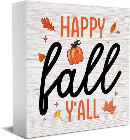 Fall Decor Home Farmhouse Decor, Harvest Autumn Pumpkin Decor Retro Wooden Box Sign Kitchen Living Room Office Farm Decor Desk Cubicle Decor Accessories Thanksgiving, Fall Decorations for Home in Saudi Arabia