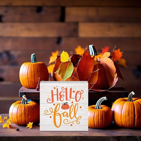 Fall Decor Home Farmhouse Decor, Harvest Autumn Pumpkin Decor Retro Wooden Box Sign Kitchen Living Room Office Farm Decor Desk Cubicle Decor Accessories Thanksgiving, Fall Decorations for Home in Saudi Arabia