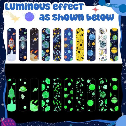 100 Pcs Glow in The Dark Bandage for Kids Cute Breathable Waterproof Bandages for Girls Boys Children Toddlers Adhesive Flexible Bandages for Cuts, Scrapes, Wounds in Saudi Arabia