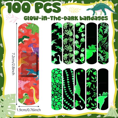 100 Pcs Glow in The Dark Bandage for Kids Cute Breathable Waterproof Bandages for Girls Boys Children Toddlers Adhesive Flexible Bandages for Cuts, Scrapes, Wounds in Saudi Arabia