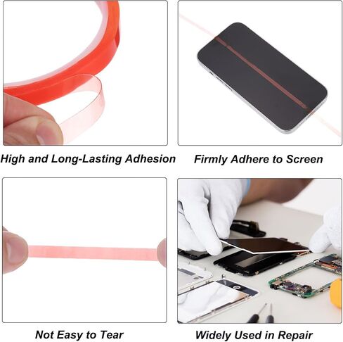 MECCANIXITY 2Pcs 10mm(3/8 inch) x 5m Phone Repair Adhesive Tape LCD Screen Repair Sticker Double Sided for Cell Phone Tablet Laptop Clear Red in Saudi Arabia